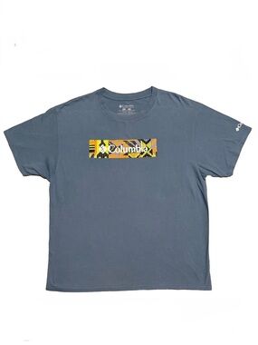 Columbia Men's Blue Logo Graphic Tee Short Sleeve T-Shirt 100% Cotton XL EUC